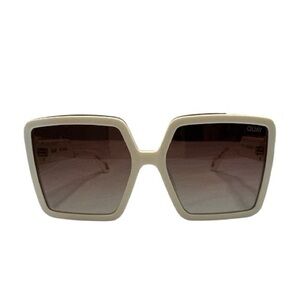 Quay Australia Oversized Square Sunglasses in Ivory frame/ Brown Gradient Lenses